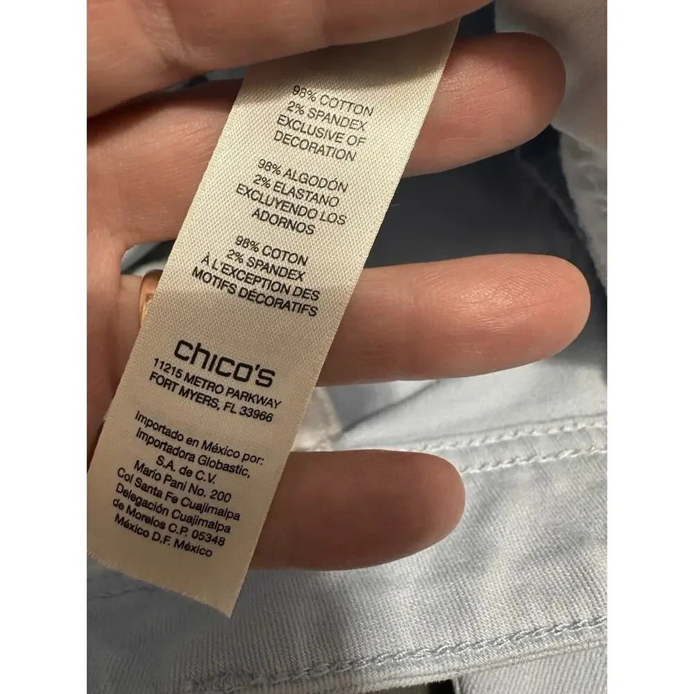 Chicos Size 2 Or US Size 12 Light Blue Skinny Jeans Mid Rise
